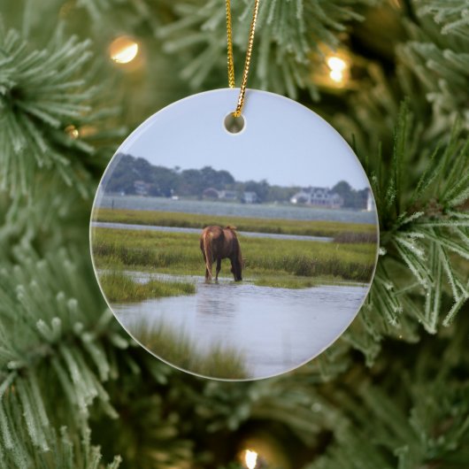 Wilde Pferde der Assateague Keramik Ornament (Baum)