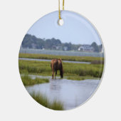 Wilde Pferde der Assateague Keramik Ornament (Links)