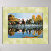 Wilde Pferde, die durch Wasser laufen Poster (Vorne)