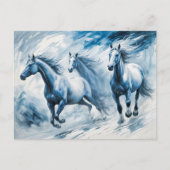 Wilde Pferde, die durch Wellen laufen Postkarte (Vorderseite)