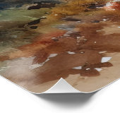 Wilde Pferde, die Wald durchlaufen Wasserfarbe Poster (Ecke)