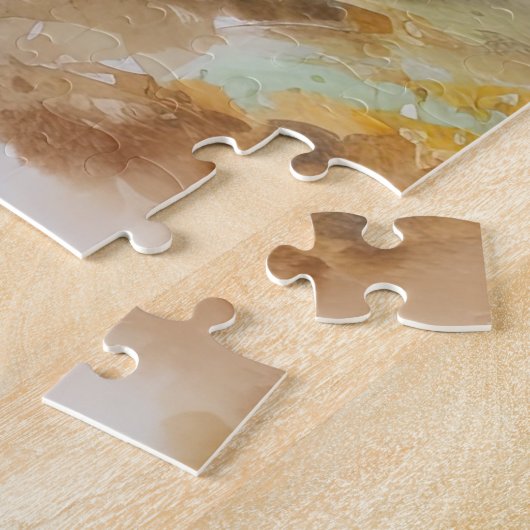 Wilde Pferde, die Wald durchlaufen Wasserfarbe Puzzle (Seite)