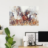 Wilde Pferde digitale Manipulation Gemälde Poster (Heimbüro)