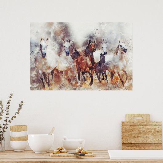 Wilde Pferde digitale Manipulation Gemälde Poster (Küche)