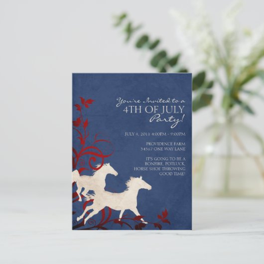 Wilde Pferde Einladungspostkarte (Stehend Vorderseite)