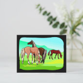 Wilde Pferde essen Graswiesen Feldwiesen Postkarte (Stehend Vorderseite)