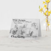 Wilde Pferde falten Geburtstag Karte (Gelbe Blume)