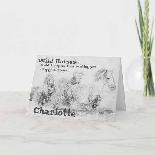 Wilde Pferde falten Geburtstag Karte (Vorderseite)