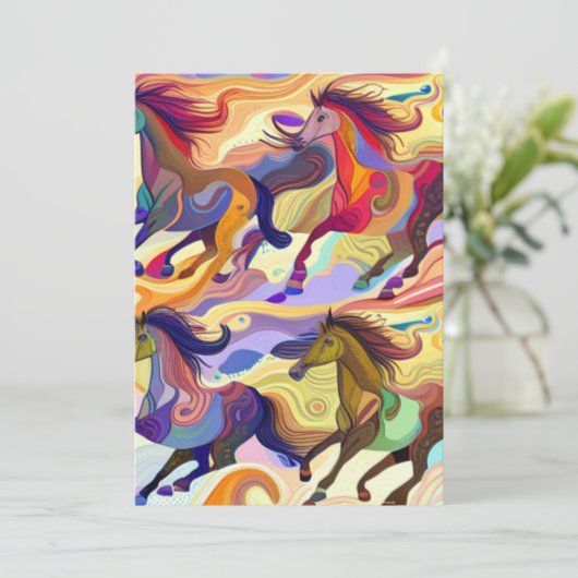 Wilde Pferde Feiertagskarte (Stehend Vorderseite)