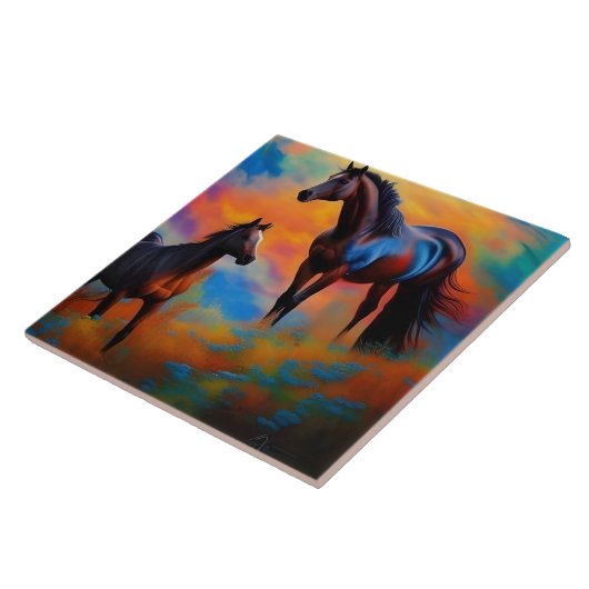 Wilde Pferde Fliese (Seite)