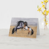 Wilde Pferde Geburtstagskarte Karte (Gelbe Blume)