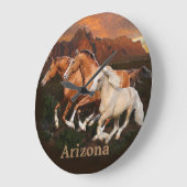 Wilde Pferde Große Wanduhr (Winkel)