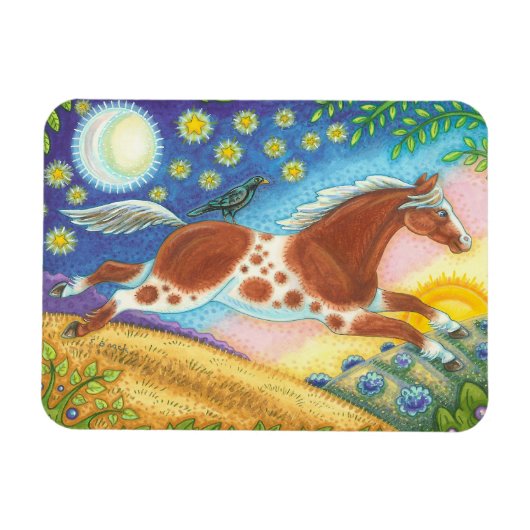 Wilde Pferde Hügel Folk Art MAGNET Susan Brack (Horizontal)