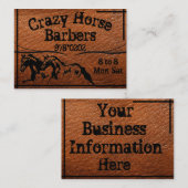 Wilde Pferde im Braunleder-Friseurgeschäft Visitenkarte (Vorne/Hinten)