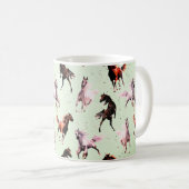 Wilde Pferde im grünen Hintergrund Kaffeetasse (VorderseiteRechts)