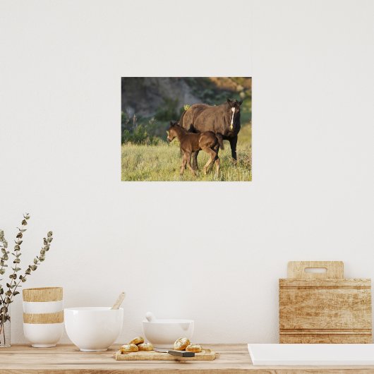 Wilde Pferde im Nationalpark Theodore Roosevelt Poster (Küche)