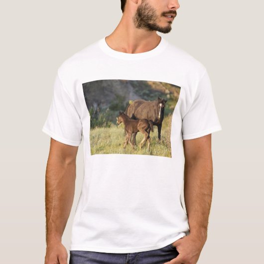 Wilde Pferde im Nationalpark Theodore Roosevelt T-Shirt (Vorderseite)
