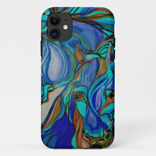 Wilde Pferde in Braun und Aquamarin Case-Mate iPhone Hülle (Rückseite)