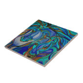 Wilde Pferde in Braun und Aquamarin Fliese (Seite)