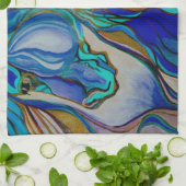 Wilde Pferde in Braun und Aquamarin Küchentuch (Gefaltet)