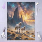 Wilde Pferde in der Wüste Mare und Fohlen unter St Seidenpapier (Basteln)