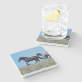 Wilde Pferde in Lupine Steinuntersetzer (Seitenansicht)