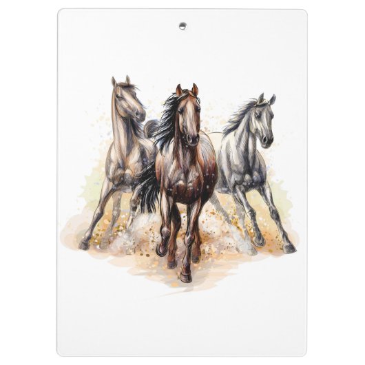 Wilde Pferde Klemmbrett (Rückseite)
