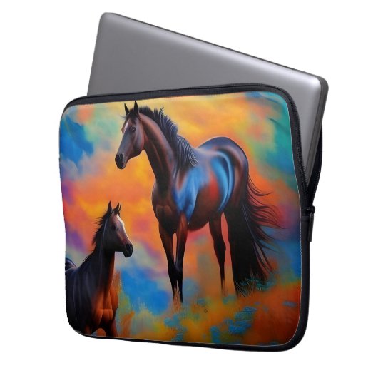 Wilde Pferde Laptopschutzhülle (Vorderseite Links)