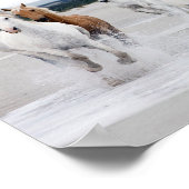 Wilde Pferde laufen am Strand Poster (Ecke)