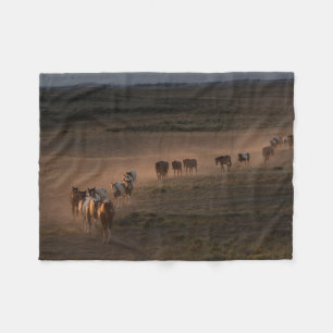 Wilde Pferde laufen auf die Wüste zu Fleecedecke