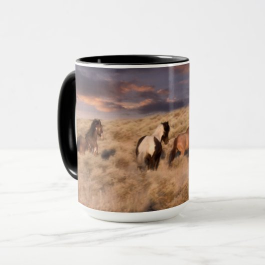 Wilde Pferde laufen Tasse (Vorderseite Links)