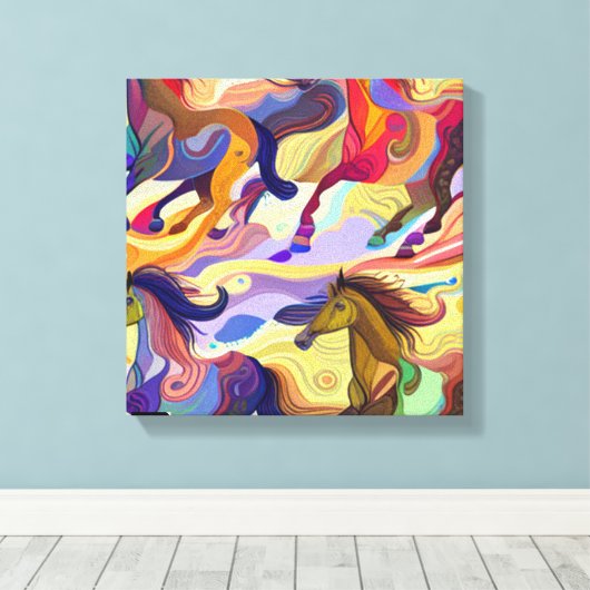 Wilde Pferde Leinwanddruck (Insitu (Holzboden))