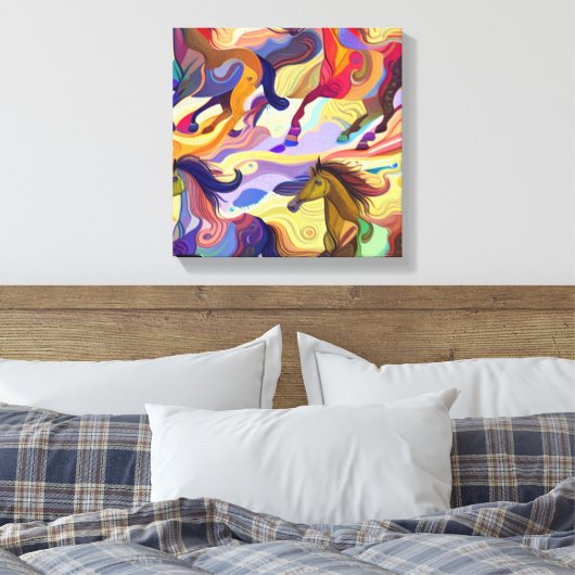 Wilde Pferde Leinwanddruck (Insitu (Schlafzimmer))