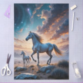 Wilde Pferde - Mare und Fohlen in der Wüstenlandsc Seidenpapier (Basteln)