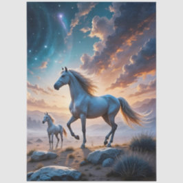 Wilde Pferde - Mare und Fohlen in der Wüstenlandsc Seidenpapier