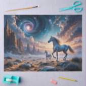 Wilde Pferde - Mare und Fohlen in der Wüstenlandsc Seidenpapier (Basteln)