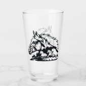 Wilde Pferde Mustangs in der Wüste Glas (Rückseite)