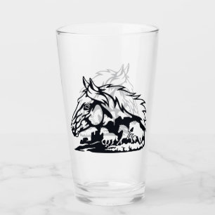 Wilde Pferde Mustangs in der Wüste Glas
