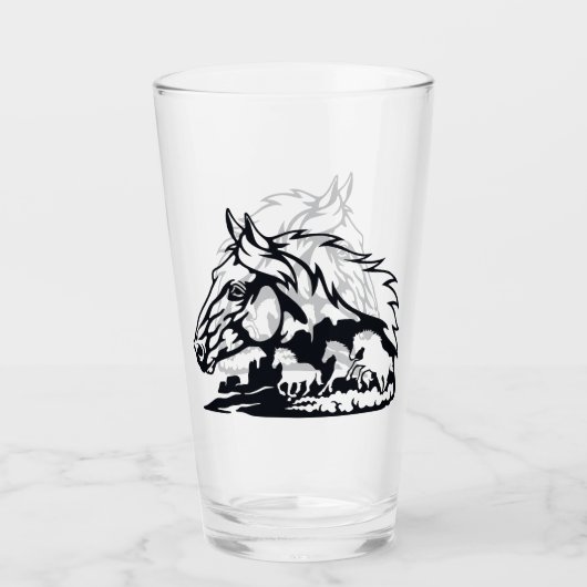 Wilde Pferde Mustangs in der Wüste Glas (Vorderseite)