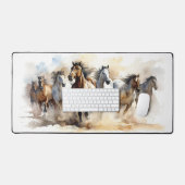 Wilde Pferde Mustangs Moderne Pferde Wasserfarbe Schreibtischunterlage (Tastatur & Maus)