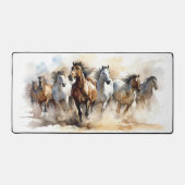 Wilde Pferde Mustangs Moderne Pferde Wasserfarbe Schreibtischunterlage (Vorderseite)