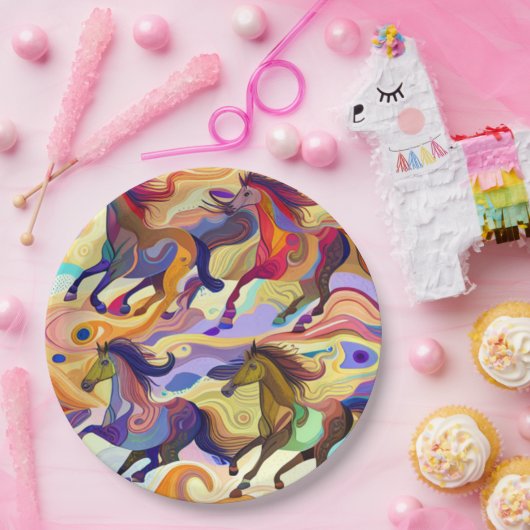 Wilde Pferde Pappteller (Party)