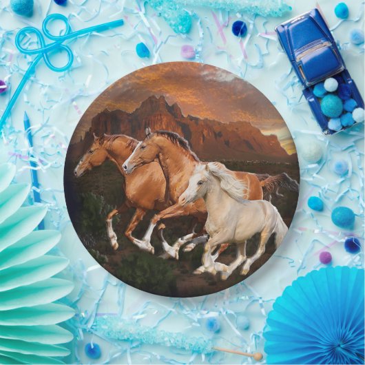 Wilde Pferde Pappteller (Party)