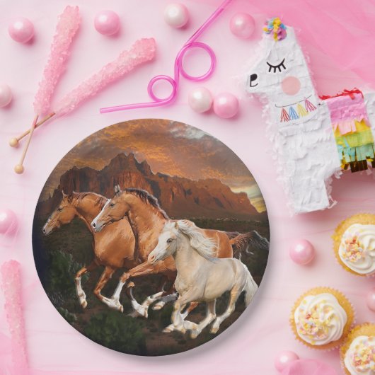 Wilde Pferde Pappteller (Party)