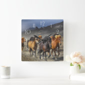 Wilde Pferde Quadratische Wanduhr (Zuhause)