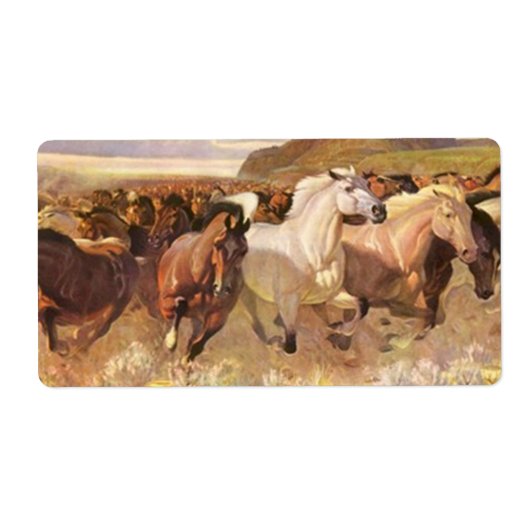 Wilde Pferde Run Stampede Art Address Label (Vorne)