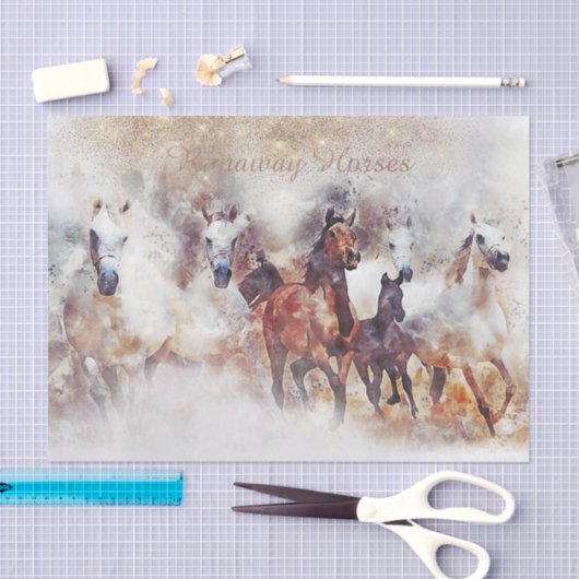 Wilde Pferde "Runaway Horses" Seidenpapier (Handwerk)