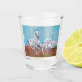 Wilde Pferde Schnapsglas (Vorderseite)