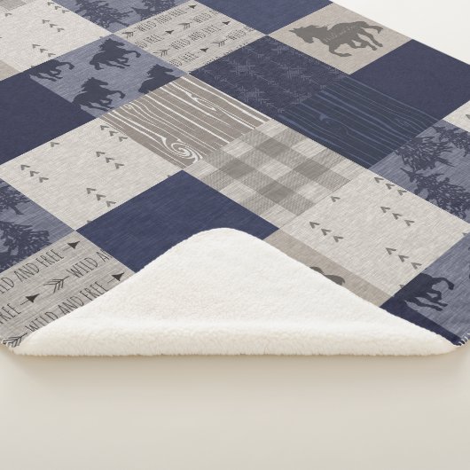 Wilde Pferde Sherpa Blanket - Marine/Beige Sherpadecke (3/4)