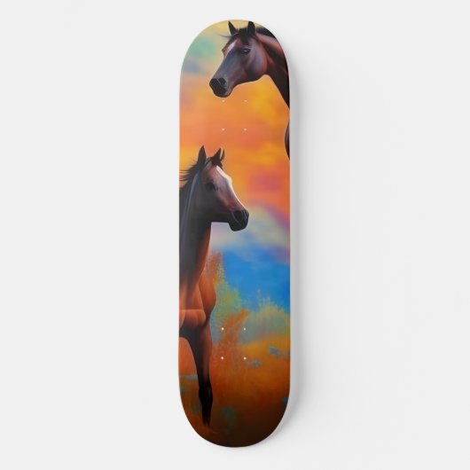 Wilde Pferde Skateboard (Vorderseite)